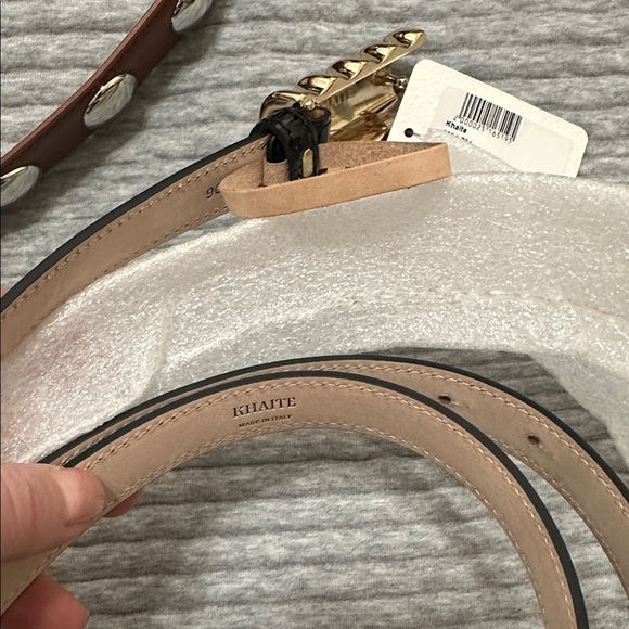 KHAITE Black and Gold Leather Belt - Picture 3 of 4